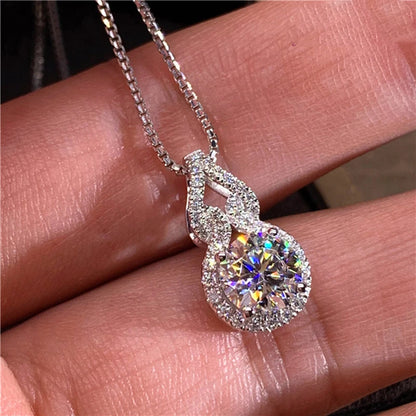 2025 Trendy Gourd Shaped Pendant Necklace Moissanite 3CT 2CT 1CT for Women 925 Silver Adjustable Chain D Color Lab Diamond Jewel