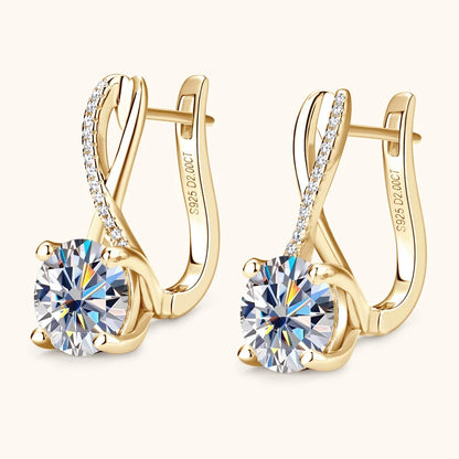 D2.0CT Moissanite Drop Huggie Earrings Real 925 Silver Women Gold Plated Hoops Infinite Earring Certified Wedding Jewelry