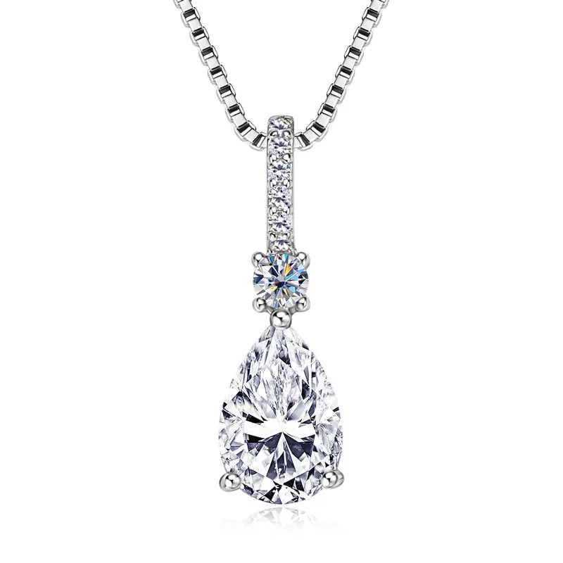 Luxury Necklace 4CT 2CT Pear Cut D VVS1 Waterdrop All Moissanite Pendant for Women 925 Silver Adjustable Chain Fine Jewelry Gift