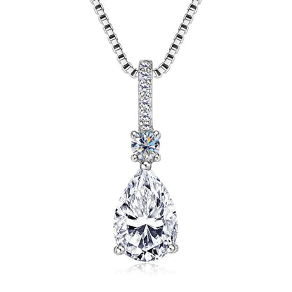 Luxury Necklace 4CT 2CT Pear Cut D VVS1 Waterdrop All Moissanite Pendant for Women 925 Silver Adjustable Chain Fine Jewelry Gift