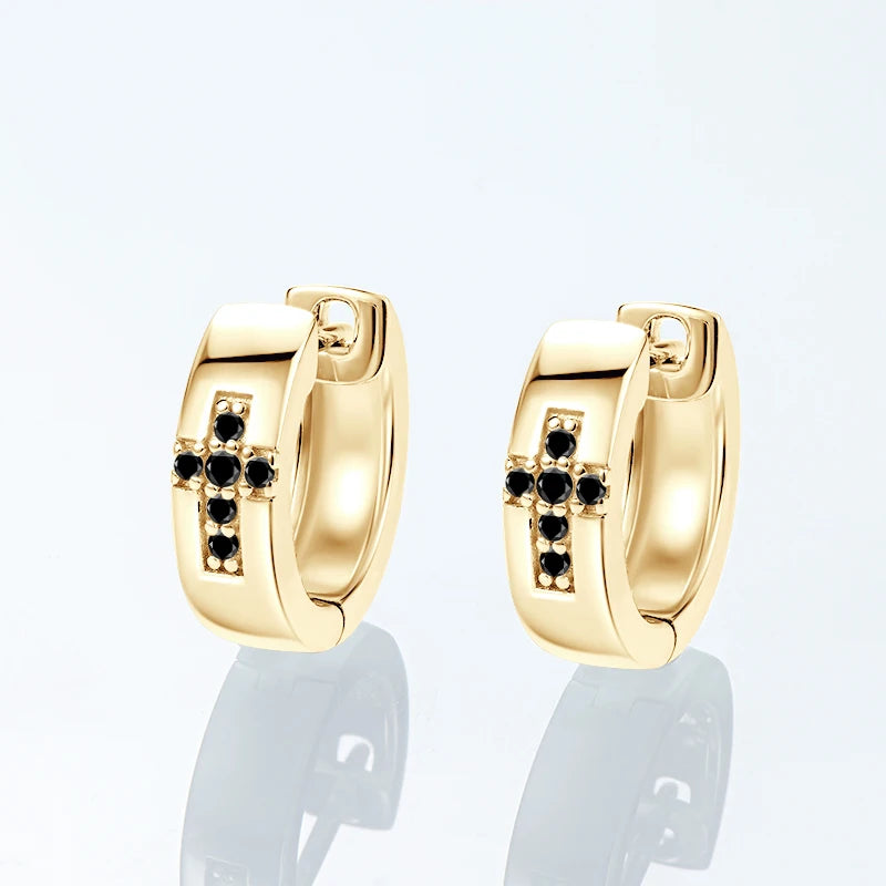 Cross Hoops Men's Earrings Moissanite Diamond Huggie Earring for Women 925 Sterling Silver Earrings Jewelry Birthday Gifts