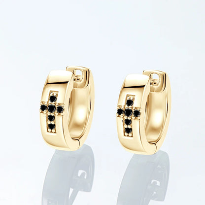 Cross Hoops Men's Earrings Moissanite Diamond Huggie Earring for Women 925 Sterling Silver Earrings Jewelry Birthday Gifts