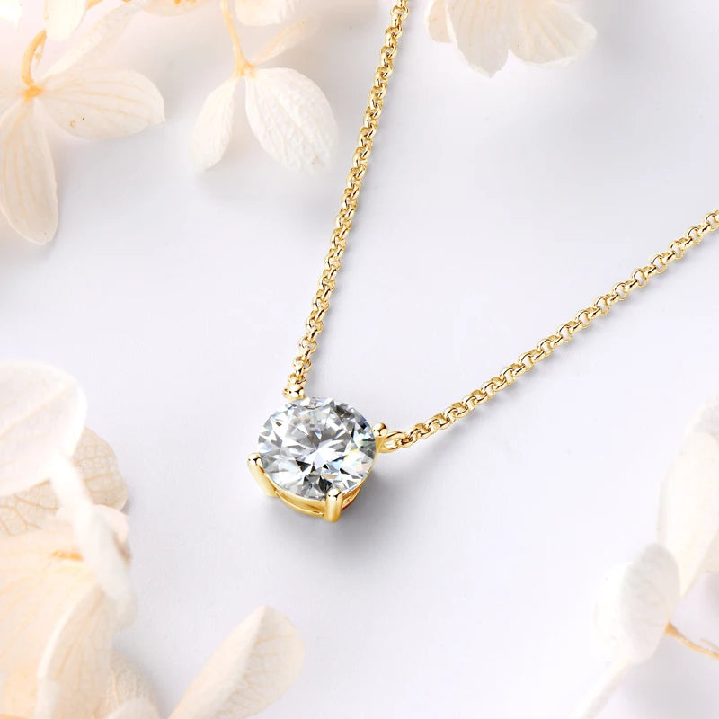 Simple 3CT Pendant Necklaces 925 Silver 2CT D Color Round Moissanite Certificate GRA 1CT Women's Necklace Jewelry 40+2+3cm