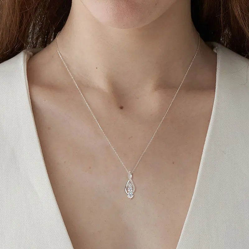 925 Sterling Silver Fashion All Moissanite Infinity Pendant Necklace Women's Adjustable S925 Chain Wedding Christmas Gift