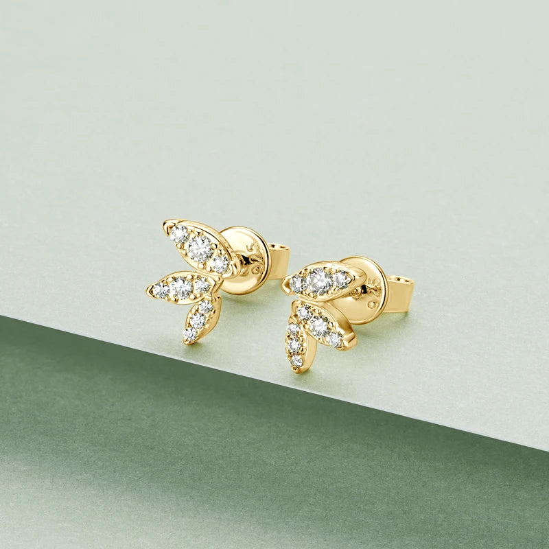 Mini Needles Stud Earrings 925 Sterling Silver for Women with D Color Moissanite Lovely Piercing Jewelry with Certificate