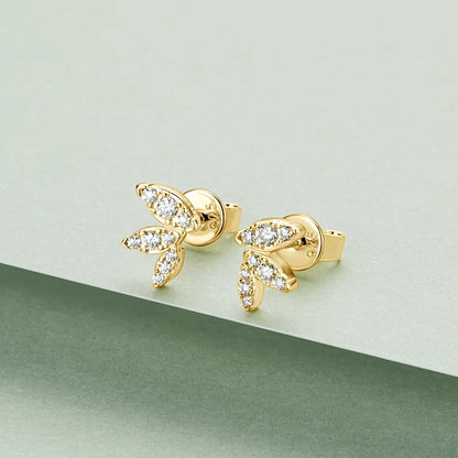 Mini Needles Stud Earrings 925 Sterling Silver for Women with D Color Moissanite Lovely Piercing Jewelry with Certificate