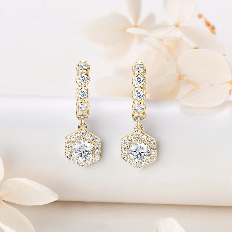 2023 New Women's Hoop Earrings 5mm D0.5CT Moissanite Drop Earrings Silver 925 Real GRA Certificate Elegant Wedding Jewelry