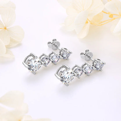 Certified 1CT 2CT Moissanite Earrings Long Drop Earrings Dangle Piercing Ear Wedding Jewelry Original 925 Silver for Women Gift