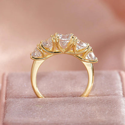 D Color Moissanite Wedding Engagement Ring For Women 925 Silver 6.5mm&6mm&5mm Lab Diamond 5 Stones Promise Rings Finger Jewelry