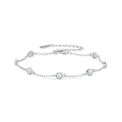 3mm Bezel Opal Bracelet 2024 Trendy 925 Silver Adjustable Chain Full of Stars Bracelet for Women Girl Gift Christmas Jewel