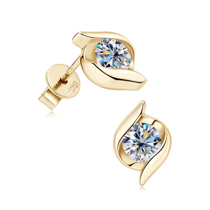Real 5mm Moissanite Earring 100% 925 Sterling Silver Twist Ear Stud Women's Earrings 2023 Unique New Girls Jewelry Earring