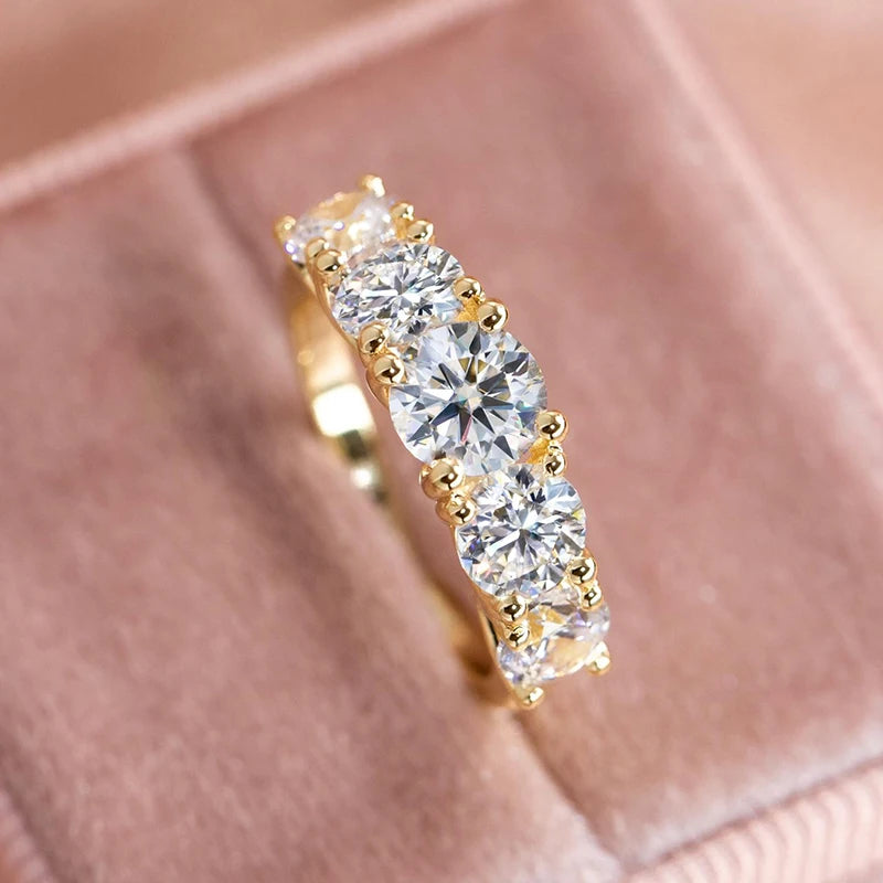 D Color Moissanite Wedding Engagement Ring For Women 925 Silver 6.5mm&6mm&5mm Lab Diamond 5 Stones Promise Rings Finger Jewelry