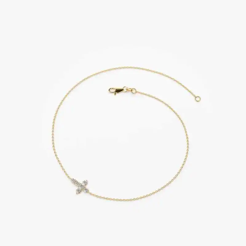 925 Sterling Silver Cross Bracelet Certified 2.5mm D Color Moissanite Bracelet for Women Men Jewelry Adjustable Chain Gift