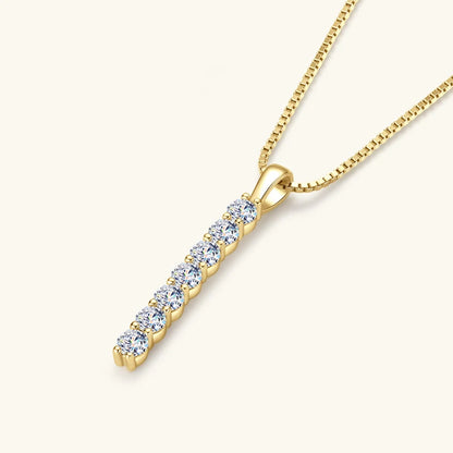 2.8mm 0.56ctw. Moissanite Pendant Necklace for Women 925 Silver Adjustable Chain 7-stone Bar Necklaces Trend Jewelry Gifts