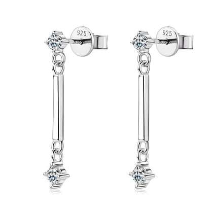 Long Dangle Earrings with Moissanite Drop Piercing Ear Studs Real D Color 925 Silver for Women Jewelry Certificate Gifts