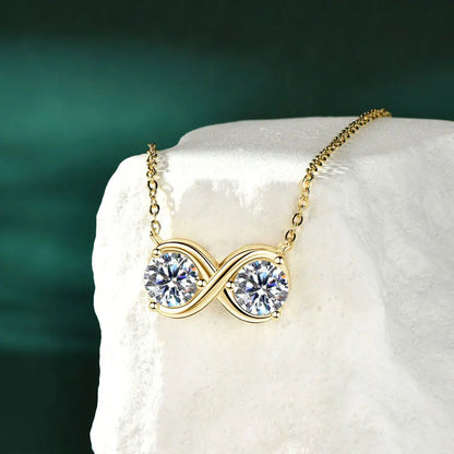 Infinity Pendant 6.5mm 2cttw. 1ct D Moissanite Necklace for Women 925 Silver Adjustable Chain Charm Jewelry Birthday Gift