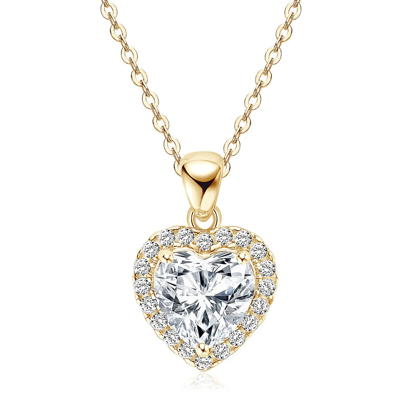 Real 2CT Heart Shape Moissanite Pendant Necklace 925 Silver for Women Jewelry GRA Certified Wedding Birthday Valentine Day Gift