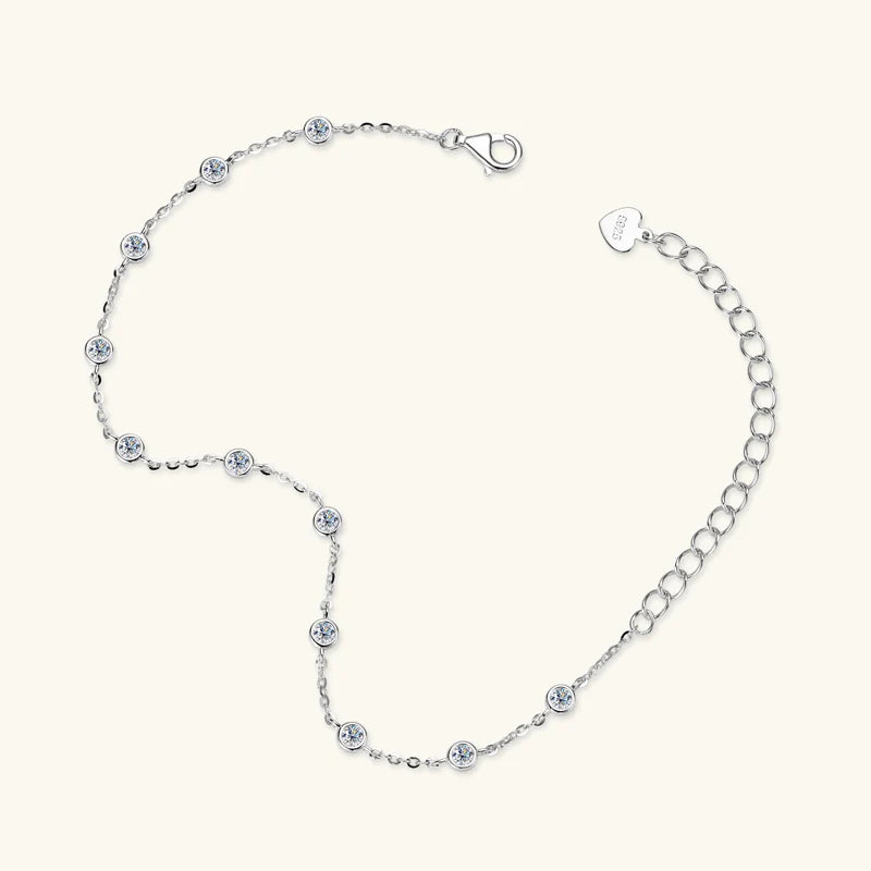 Fashion 925 Sterling Silver Bubble Bracelet 2.5mm D Color Bezel Moissanite Bracelets for Women Birthday Gift Fine Jewelry