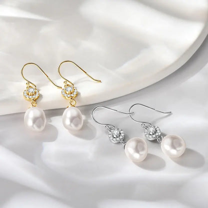 100% 925 Sterling Silver 9-10mm Baroque Freshwater Pearl Hook Earrings Wedding Engagement Fine Jewelry for Women Gifts
