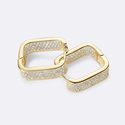 Original 100% 925 Silver Square Hoop Earrings Full Round Cut Moissanite Diamond Earrings Piercing Jewelry Birthday Party Wedding