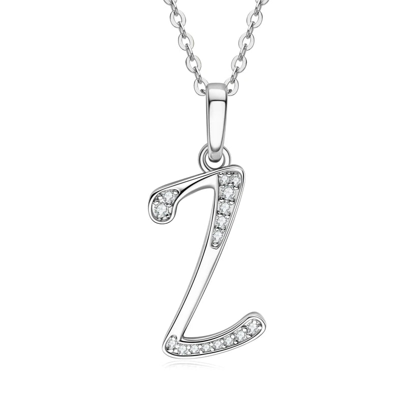 Name Necklace 26 Letter Initial Moissanite Pendant Real Silver 925 for Couples Women Men Valentine's Day Gift Fine Jewelry