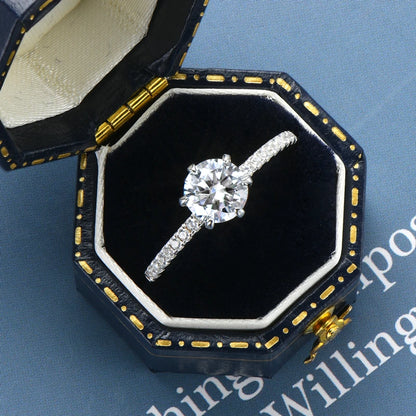 100% 925 Silver 1CT 6.5mm Round Moissanite Wedding Rings Engagement Promise Finger Ring GRA Certified Jewelry For Women