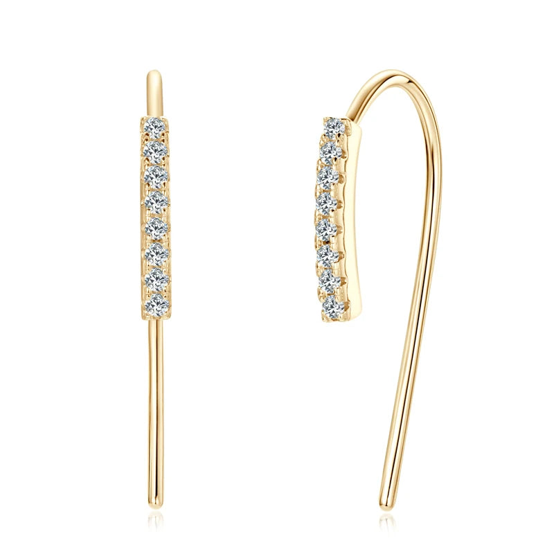 2024 Stylish U-Shaped Moissanite Earrings for Women 925 Sterling Silver Piercing Ear Hanging Earring GRA Fine Jewelry Gift