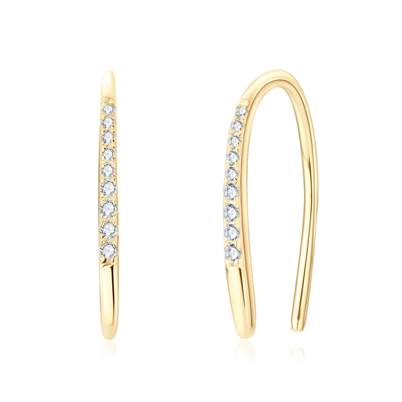 2024 Stylish U-Shaped Moissanite Earrings for Women 925 Sterling Silver Piercing Ear Hanging Earring GRA Fine Jewelry Gift