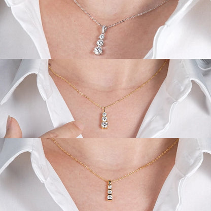 Real Certified Gradual Three Stone Moissanite Pendant Necklace 100% 925 Silver for Women Luxury Wedding Anniversary Jewelry Gift