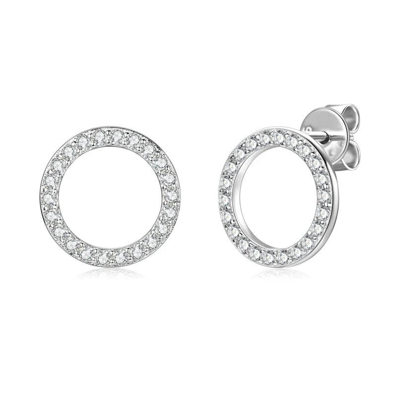 Minimalist 925 Sterling Silver Halo Circle Earrings 1.3mm Round Moissanite Earrings Studs for Women Fine Jewelry 2024 New Trend