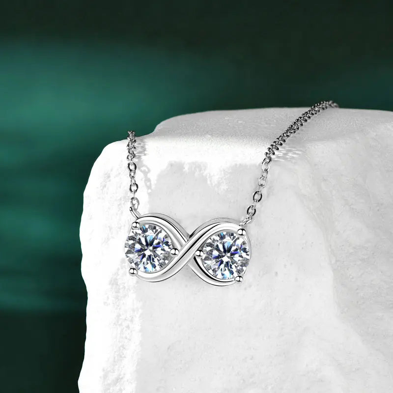 6.5mm 1ct D Moissanite Infinity Pendant Necklace for Women Silver 925 Adjustable Chain 8mm 2ct Lab Diamond Infinite Charm Gifts