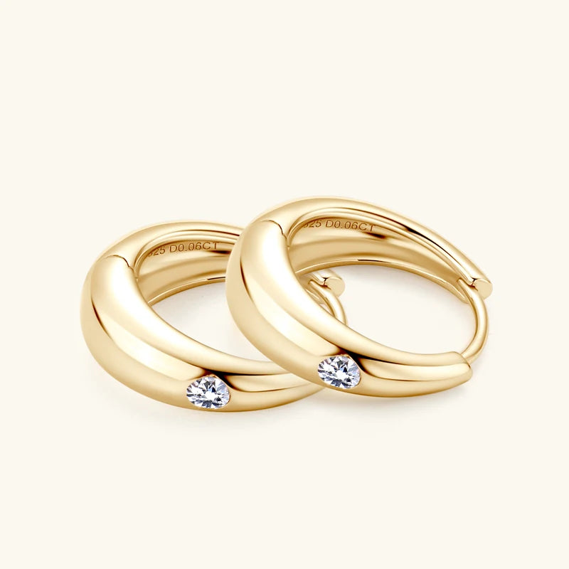 Chunky Hoops 2.5mm D Color Moissanite Thick Huggie Earring Gold Plated 925 Silver Piercing Earrings for Women Jewelry Gift