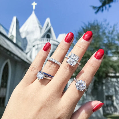 Luxury 3.5 Carat Engagement Solitaire Ring Women Genuine 925 Sterling Silver NSCD Big Diamond Jewelry Wedding Finger Rings