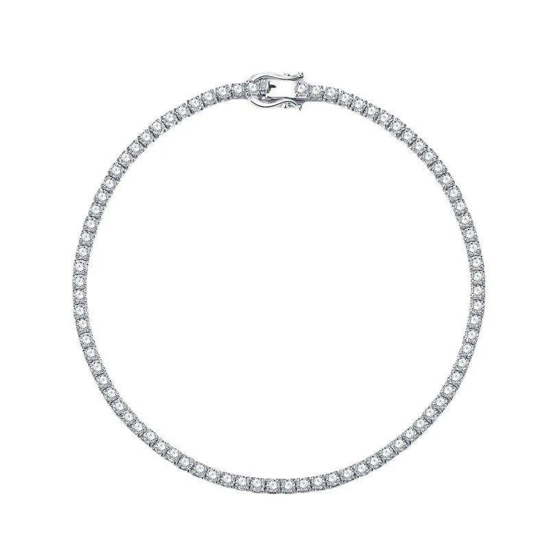 Original 925 Silver Full Tennis Bracelets 2mm Zircon Sparking Lab Diamond Bracelet for Men Women Luxury Christmas Gifts