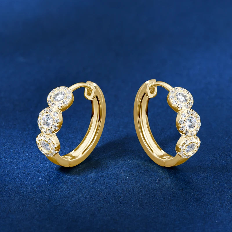 Classic Hoop Huggie Earrings Real D Color Moissanite Earring 925 Sterling Silver for Women Engagement Wedding 2023 Jewelry Gift