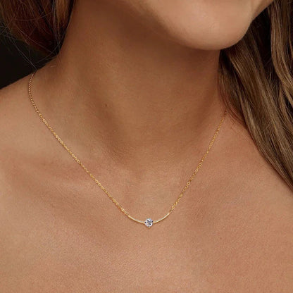 2024 5mm 0.5ct D Moissanite Curved Pendant Necklace 100% 925 Silver Chain for Women Jewelry Christmas Anniversary Gift with GRA