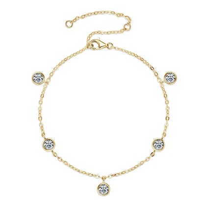 2025 New 4mm Bezel Moissanite Bracelet 925 Silver Adjustable Chain Fashion Bracelets for Women Hand Jewelry Valentine Gift