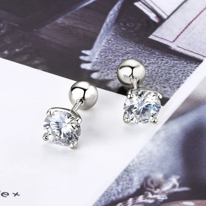 2.0ctw D Color Moissanite Earrings Studs Original 925 Silver Earrings Ball Screw Back Jewelry for Women Men 6.5mm 1 Carat