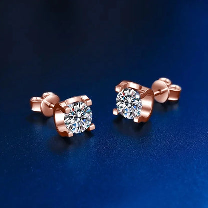 5mm 0.5CT Moissanite Earrings Silver 925 Sterling Gold Plated Push-Back Piercing Stud Earring Jewelry for Women Men Gifts