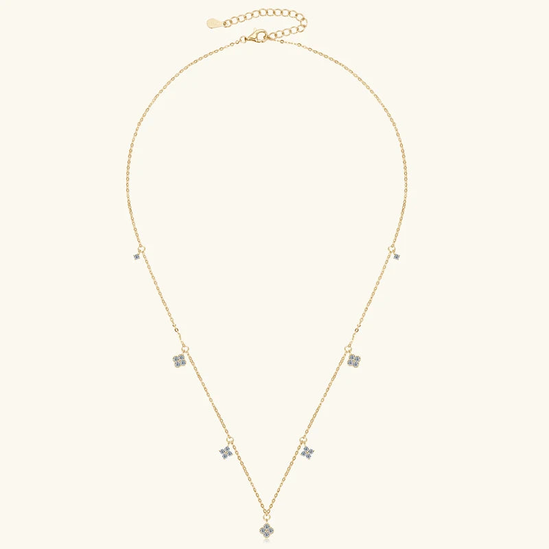 3mm D Moissanite Jewelry Set Clover Flower Pendant Necklace Earrings Bracelet 3 in 1 Sets for Women 925 Silver Charm Gifts
