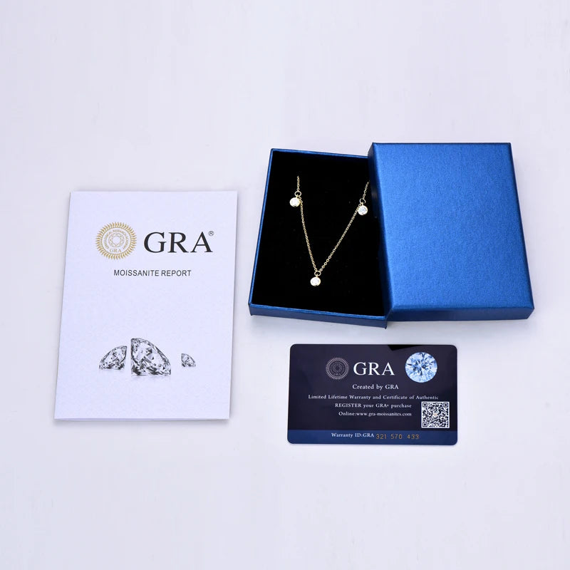 Luxury 2.5/4.0mm Moissanite Necklace for Women Original Silver 925 Gold Color Chain Choker Jewelry with GRA Certified 18''