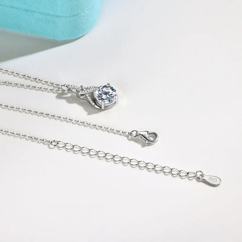 S925 Infinity Necklace 8mm 2.0CT Moissanite Pendant for Women Adjustable 925 Silver Chain GRA Certified Luxury Fine Jewelry Gift