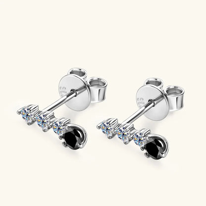 0.38CTTW. Black &White Moissanite Drop Stud Earrings for Women Real 925 Silver Anti-allergy Fine Jewelry Gifts 2025 New