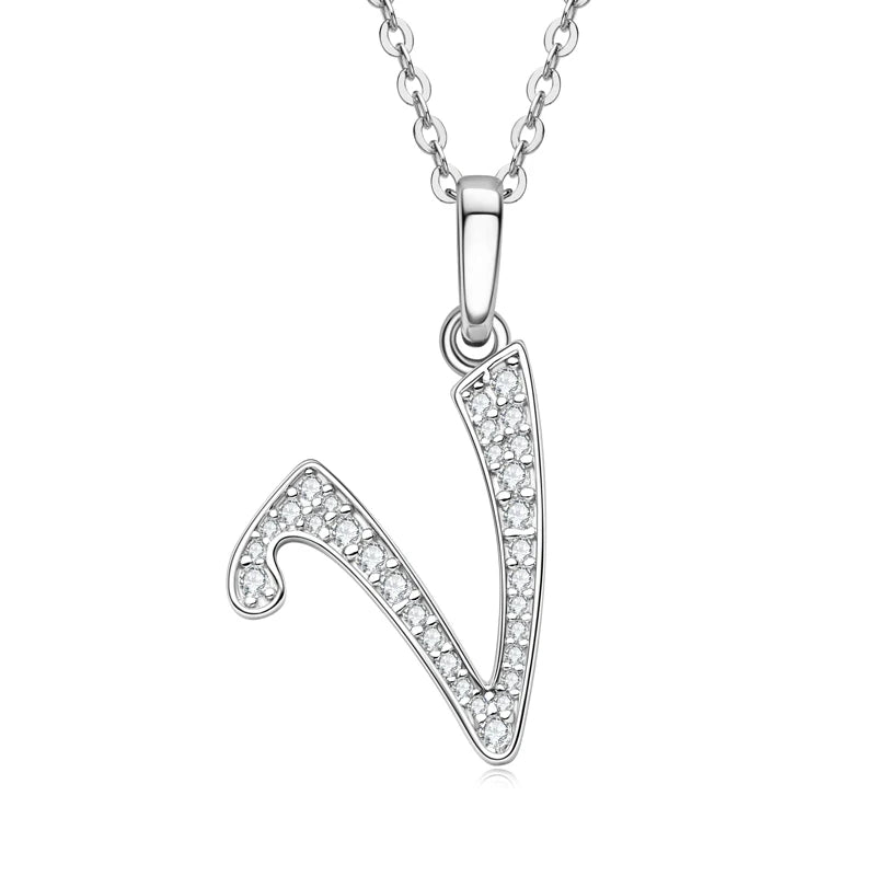 Name Necklace 26 Letter Initial Moissanite Pendant Real Silver 925 for Couples Women Men Valentine's Day Gift Fine Jewelry