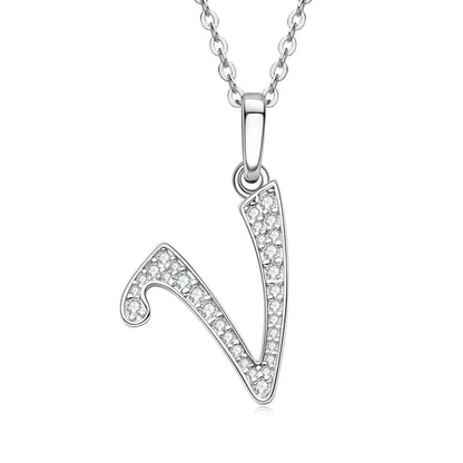 Name Necklace 26 Letter Initial Moissanite Pendant Real Silver 925 for Couples Women Men Valentine's Day Gift Fine Jewelry