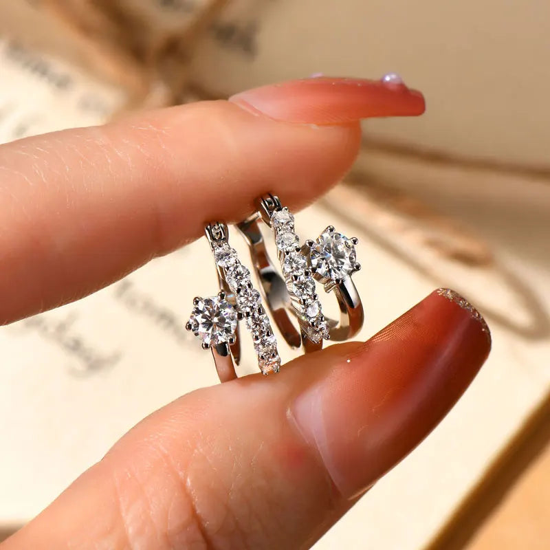 925 Silver 4mm Moissanite Earrings Trendy Split Hoop Earrings For Women Girl Sparking Jewelry GRA Christmas Valentine Gift