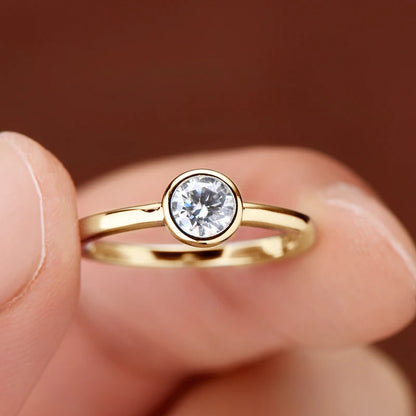 Classic 0.5ct Moissainte Wedding Rings Gold Color Bands for Women 5mm Lab Diamond Solitaire Ring Engagement Jewelry Gifts