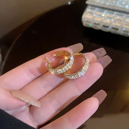Real S925 Silver Full Moissanite Earrings Hoop 2024 Fashion Sparking Clip Earrings Wedding Valentine Gift for Women Korean
