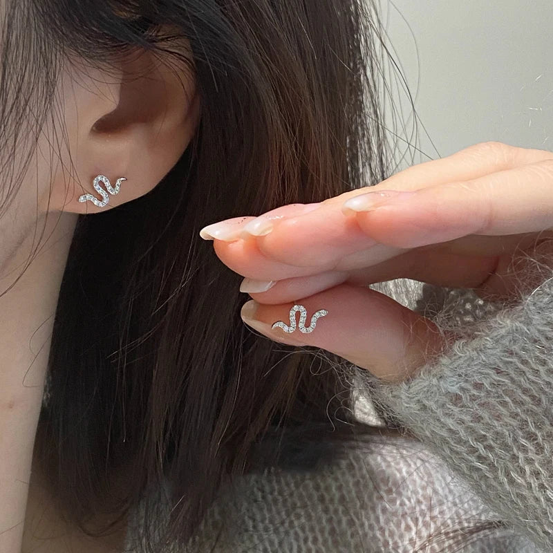 D Moissanite Stud Earrings for Women Men 925 Silver Trendy Personality Snake Earrings 2025 New Fine Jewelry GRA Certified