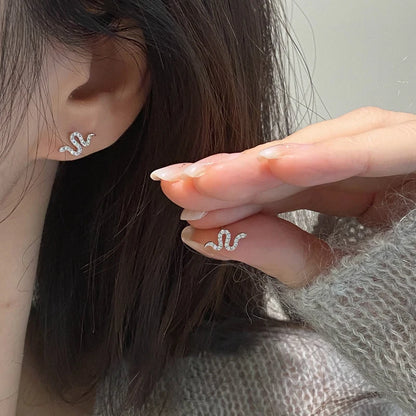 D Moissanite Stud Earrings for Women Men 925 Silver Trendy Personality Snake Earrings 2025 New Fine Jewelry GRA Certified